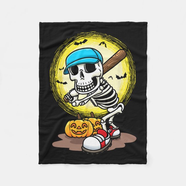 Manta Polar Skeleton del jugador Softball Niños Halloween Niño (Anverso)