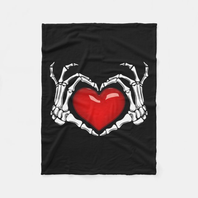 Manta Polar Skeleton Hand Heart Rótulo Halloween Skeleton P (Anverso)