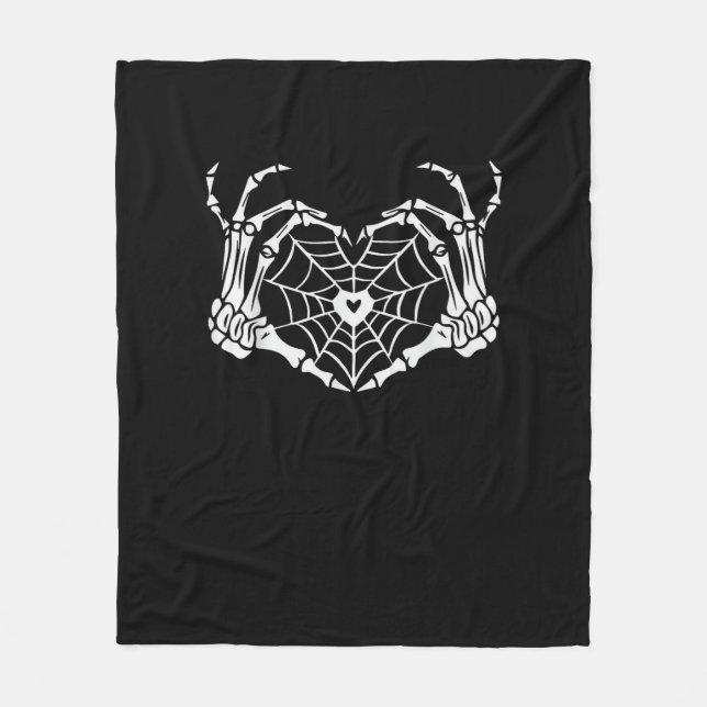 Manta Polar Skeleton Hand Heart Spiderweb Halloween Cobweb Par (Anverso)