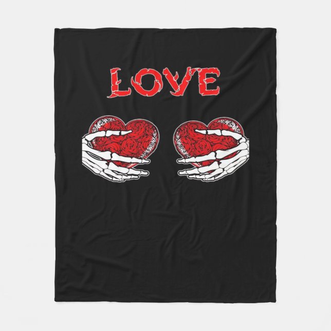 Manta Polar Skeleton Hands Heart Funny Design (Anverso)