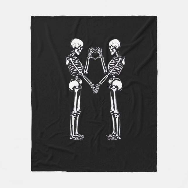 Manta Polar Skeleton Heart Hands Rótulo Halloween Costume Clas (Anverso)
