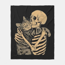 Manta Polar  Skeleton Hugging Cat – Cute Gothic Cat Lover Gift