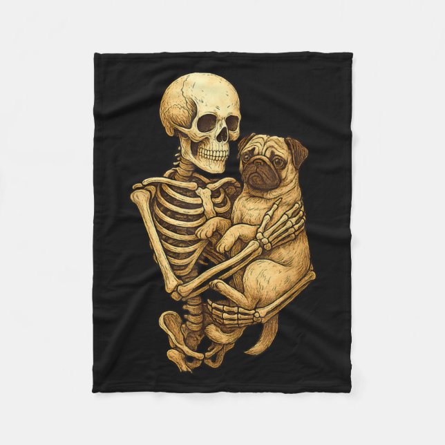 Manta Polar Skeleton Hugging Pug Halloween Pugs Lover Pug Mom  (Anverso)