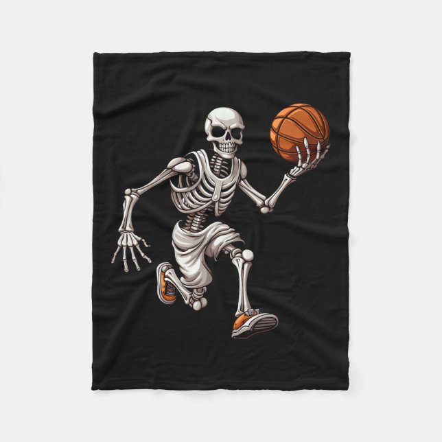 Manta Polar Skeleton Jugando Baloncesto Halloween Skull Lover (Anverso)