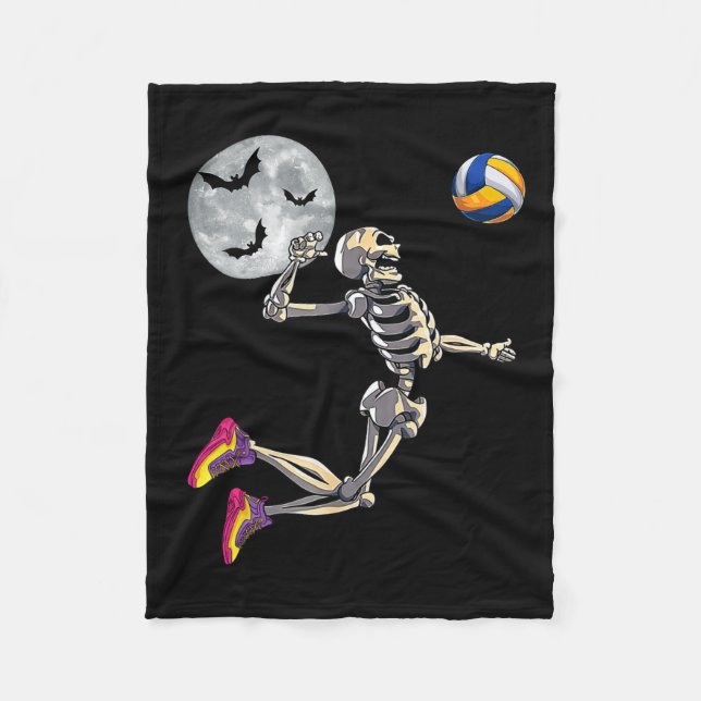 Manta Polar Skeleton jugando voleibol feliz Día de Halloween B (Anverso)