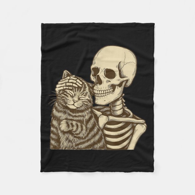 Manta Polar Skeleton Petting Cat Cute Halloween Halloween Homb (Anverso)