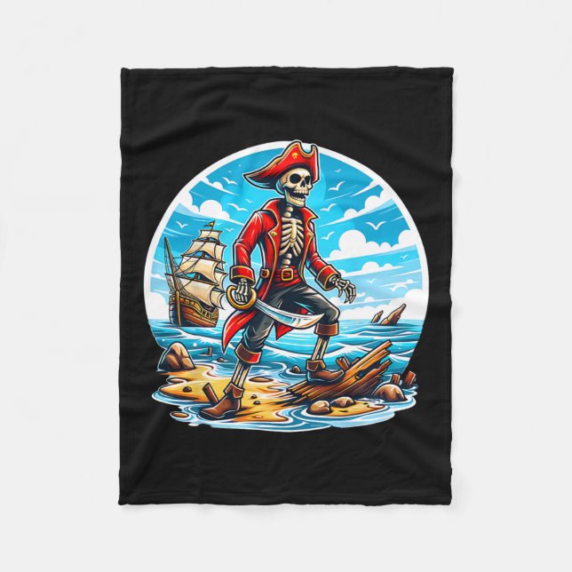 Manta Polar Skeleton Pirate Tee Skull Halloween Skeleton Pirat (Anverso)