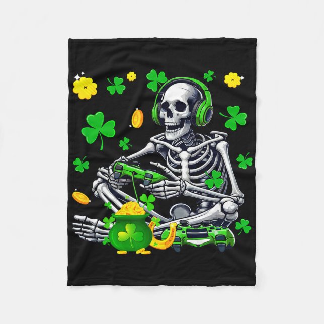 Manta Polar Skeleton Playing Game Gamer St. Patrick's Day Sham (Anverso)