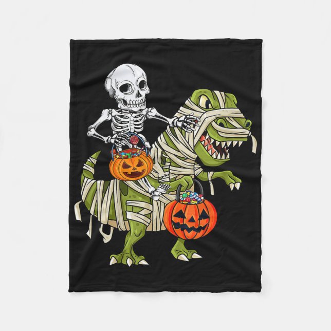Manta Polar Skeleton Riding Mummy Dinosaur T Rex Halloween Div (Anverso)
