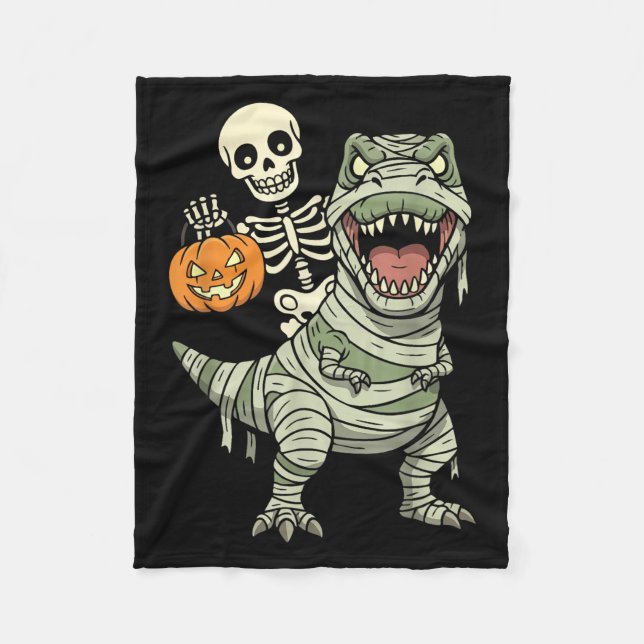 Manta Polar Skeleton Riding Mummy Dinosaur T Rex Halloween Fun (Anverso)