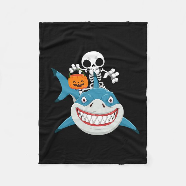 Manta Polar Skeleton Riding Shark Jack O'lantern Pumpkin Hallo (Anverso)