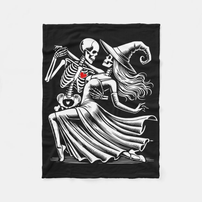 Manta Polar Skeleton Romance Dance con bruja (Anverso)