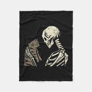 Manta Polar Skeleton sostiene a un gato Fun Halloween Skull Me