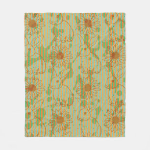 Manta Polar Sketch rabbit and chamomile, vintage seamless patt