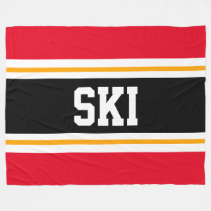 Manta Polar SKI Bandas de Carreras rojo negro brillante