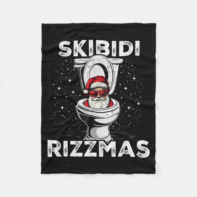 Manta Polar Skibidi Rizzmas Funny Toilet Santa White Elephant  (Anverso)