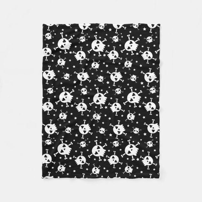 Manta Polar Skull and Crossbone Black Sherpa Fleece Blanket (Anverso)