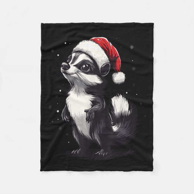 Manta Polar Skunk Santa Hat Funny Xmas Skunk Lovers Christmas  (Anverso)