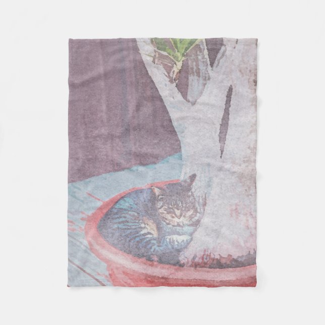 Manta Polar sleeping outdoor cat digital art watercolour (Anverso)