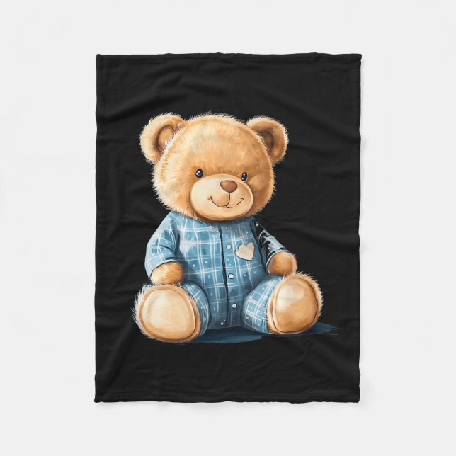 Manta Polar Sleepy Teddy Bear In Cute Pajama Outfit  (Anverso)