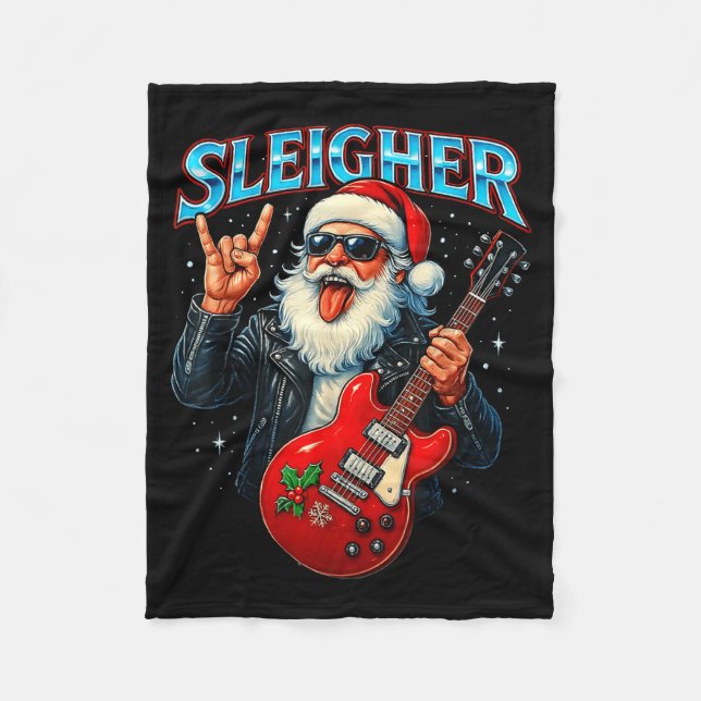 Manta Polar Sleigher Rock Santa Funny Metal Christmas Design  (Anverso)