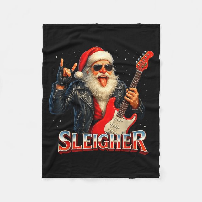 Manta Polar Sleigher Rock Santa Funny Metal Christmas Design  (Anverso)