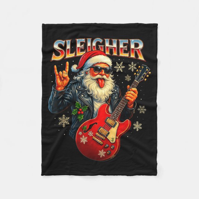 Manta Polar Sleigher Rock Santa Funny Metal Christmas Design  (Anverso)