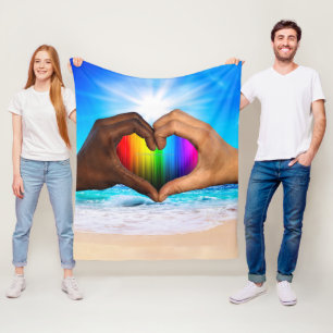 Manta Polar SlipperyJoe gradiente de corazón de arcoíris vívid