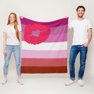 Manta Polar SlipperyJoe lápiz labial bandera de orgullo lésbic