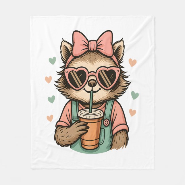 Manta Polar Sloth Chica Coffee Lover (Anverso)