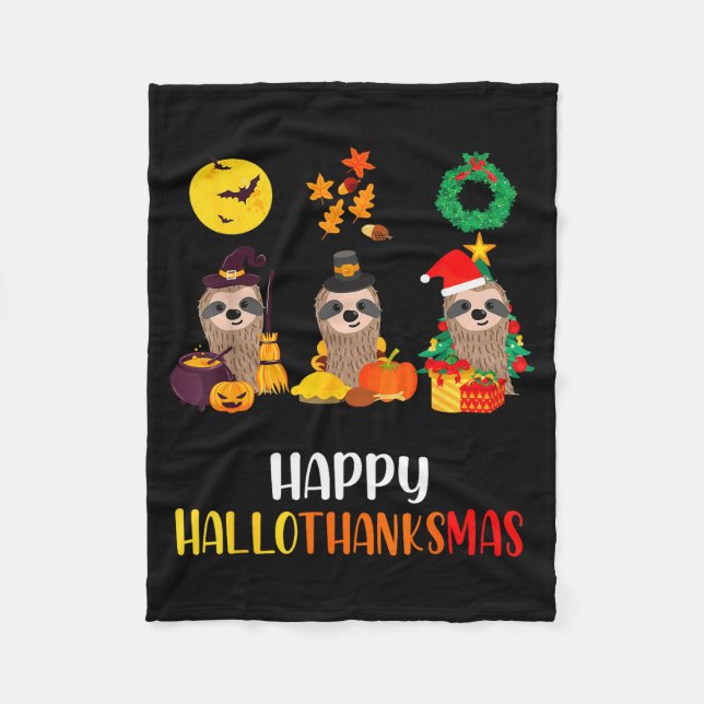 Manta Polar Sloth Halloween Christmas Happy Hallothanksmas Tha (Anverso)