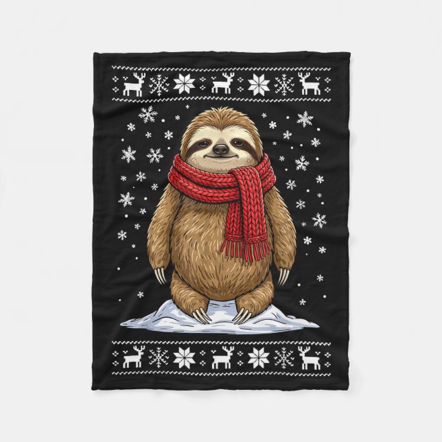 Manta Polar Sloth Ugly Christmas  (Anverso)