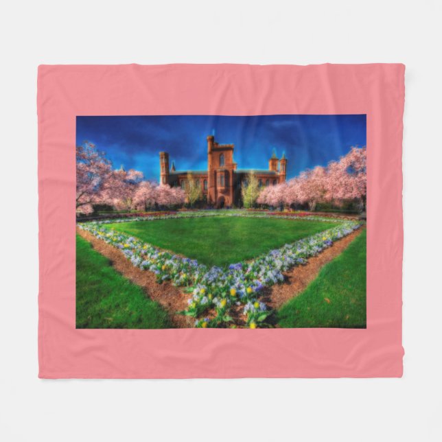 Manta Polar Smithsonian Castle Garden Cherry Blossoms (Frente (Horizontal))