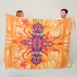 Manta Polar SMOKE naranja - Arte fractal - Funda