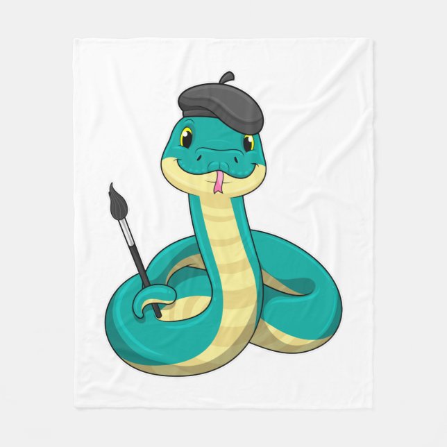 Manta Polar Snake as Painter con pincel de pintura (Anverso)