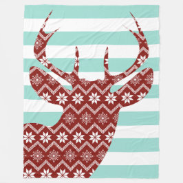 Manta Polar Snflakes Red Deer Blue Stripes Blanket