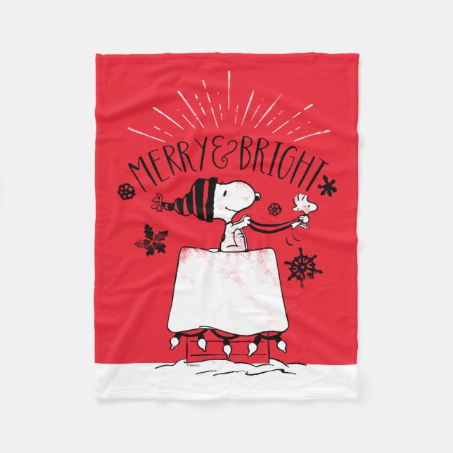 Manta Polar Snoopy and Woodstock - Merry & Bright (Anverso)