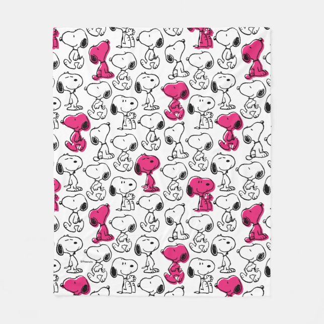 Manta Polar Snoopy Black & Magenta Pattern (Anverso)