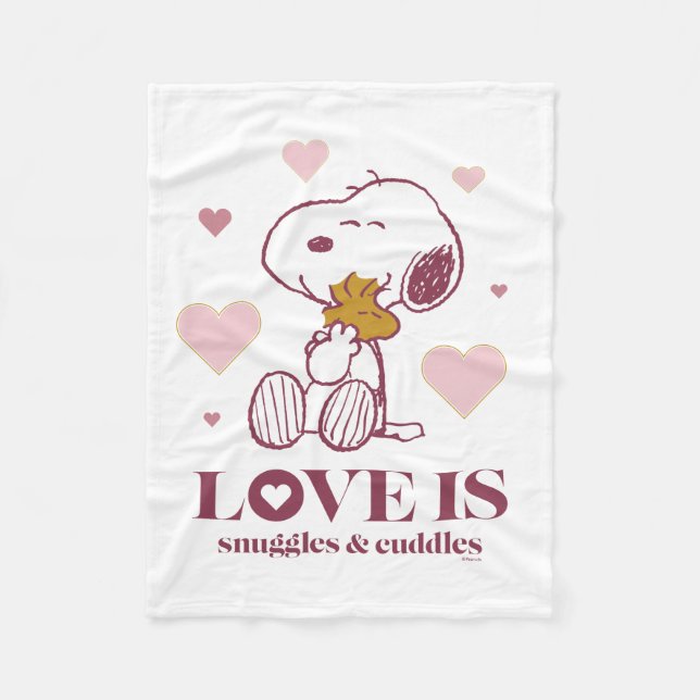 Manta Polar Snoopy & Woodstock Love is Snuggles & Cuddle Masco (Anverso)