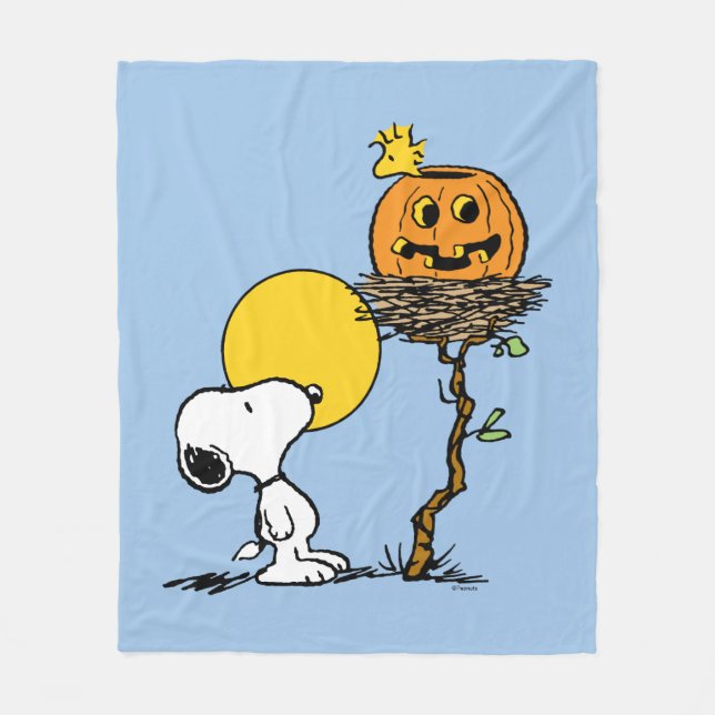 Manta Polar Snoopy & Woodstock Nest con Jack O' Lantern (Anverso)