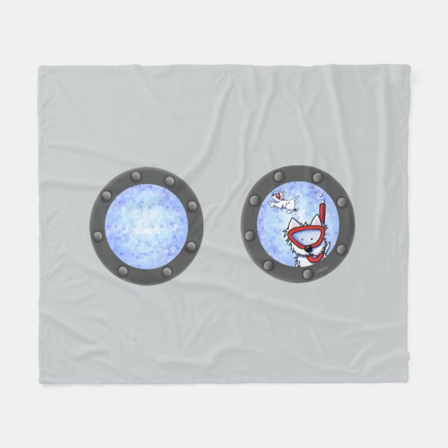 Manta Polar Snorkel Westie Portholes Fleece Blanket (Frente (Horizontal))