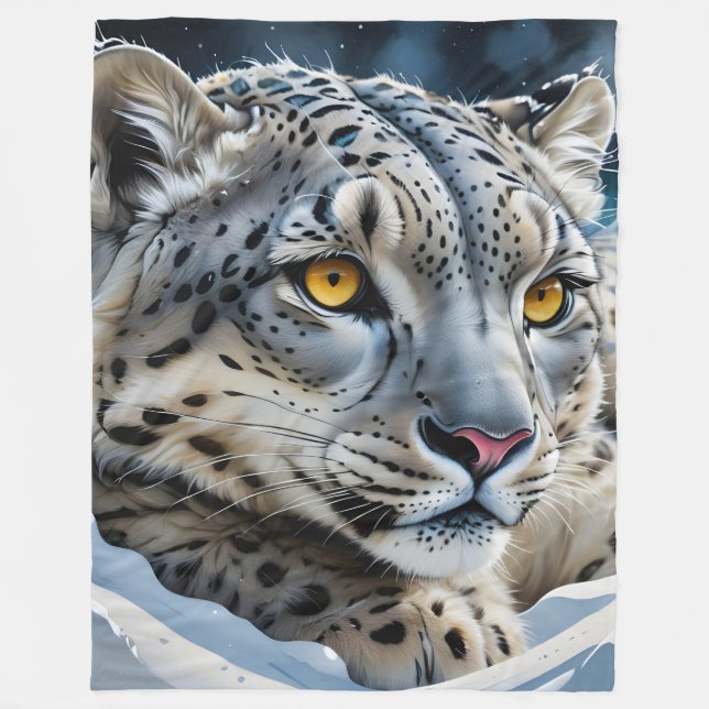 Manta Polar Snow Leopard Fleece Blanket (Anverso)