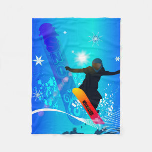 Manta Polar Snowboard, snowboarder con el tablero en backg