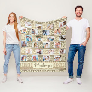 Manta Polar Snowflake 24 Foto Brown Faux Sweater Personalizada