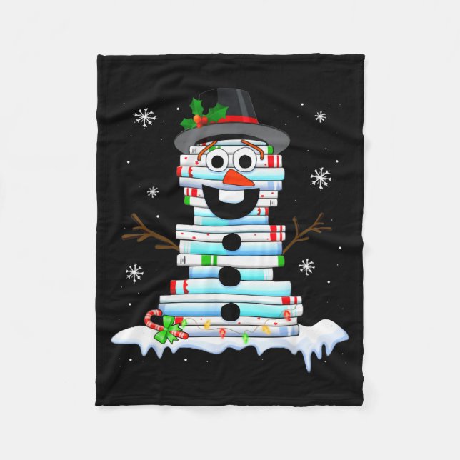 Manta Polar Snowman Book Stack Librarian Book Lover Christmas  (Anverso)