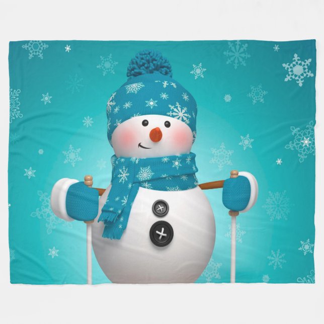 Manta Polar Snowman en los Skis (Frente (Horizontal))