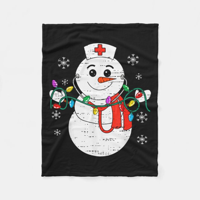 Manta Polar Snowman Nurse Christmas Stethoscope Xmas Scrub Top (Anverso)