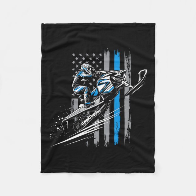 Manta Polar Snowmobile bandera de Estados Unidos deportes de i (Anverso)