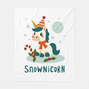 Manta Polar Snownicorn Unicornio Lindo Muñeco de Nieve Navidad