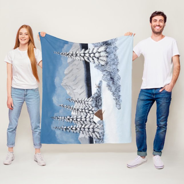 Manta Polar Snowowley Winter Medium Fleece Blanket (In situ)